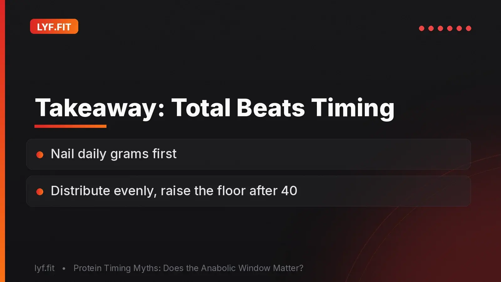 Takeaway: Total Beats Timing
