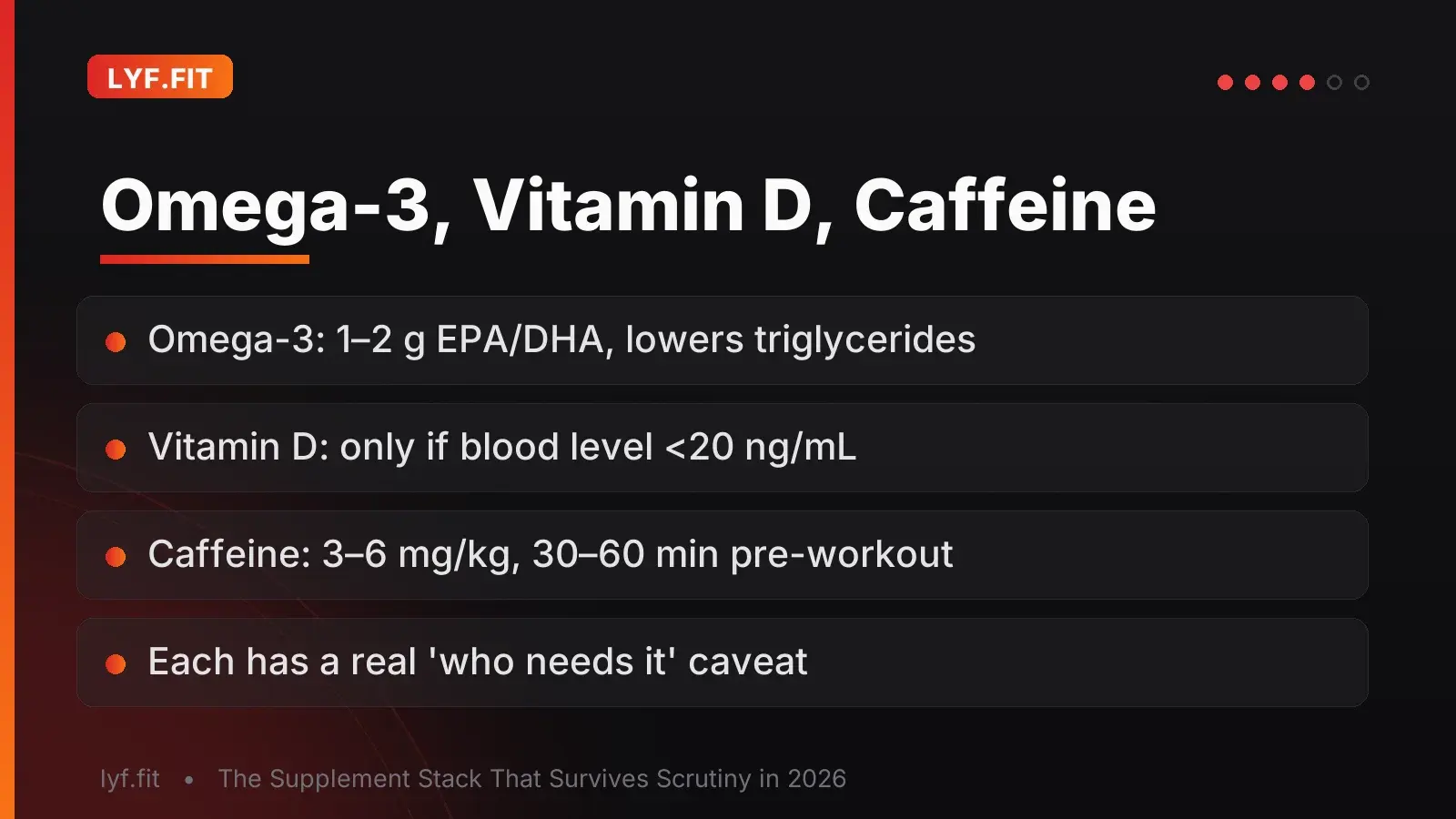 Omega-3, Vitamin D, Caffeine